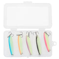 5pcs Luminous Fishing Spoons Metal Lures Hard Baits, Spinnerbaits Fish Fishing Lure Jig Glow for Salmon Bass Trout