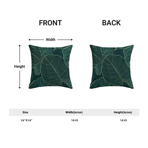 AEIOAE Tropical Leaves Pillow Covers 18 X 18 Inch Set of 2, Emerald Green Minimalist Geometric Palm Leaf Throw Pillow Covers Plant Outdoor Decorative Pillows for Couch Home Sofa Summer Decor - color: Tropical Leaves, size: 18" x 18" (Pack of 1)