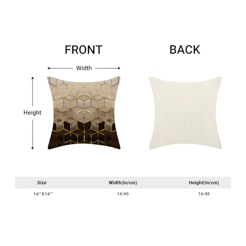 Boho Brown Pillow Covers 16x16 Inch Set of 2 Abstract Brown Golden Geometric Throw Pillows Outdoor Decorative Modern Art Cubic Pillowcase Linen Cushion Cases for Bed Sofa Couch - color: Brown Gold Geometric, size: 16" x 16" (Pack of 2)