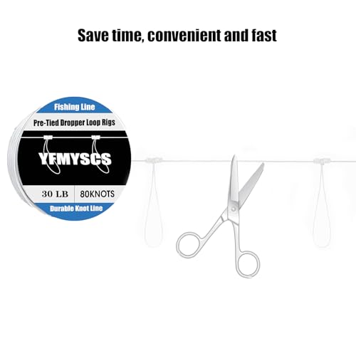 Pre-Tied Dropper Loop Rigs,Fishing Line Spool, Loops About 12 Inches Apart with 3.5 Inch Loop Size. Perfect for Saltwater & Freshwater Fishing ﻿ - size: 30LB