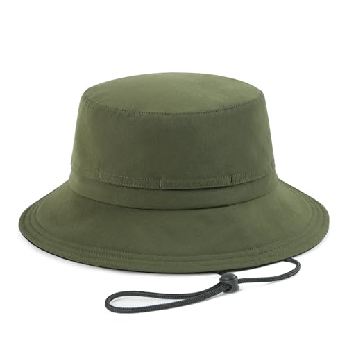 FEINION Men Women Breathable Sun Cap Portable Outdoor Bucket Hat - color: Army Green