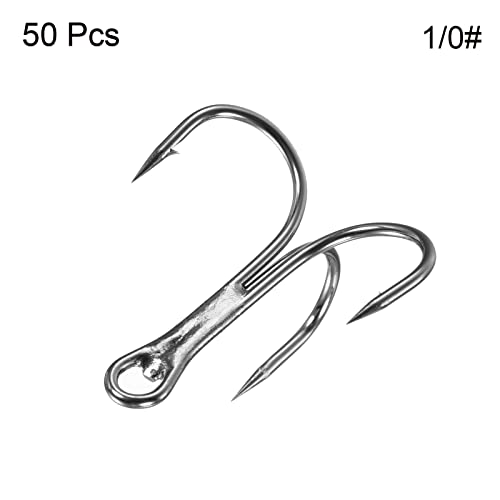 PATIKIL Treble Fish Hooks, Carbon Steel Sharp Round Bend Hook Triple Barbed Hook for Freshwater Saltwater - color: Black, size: 32mm/1.26"