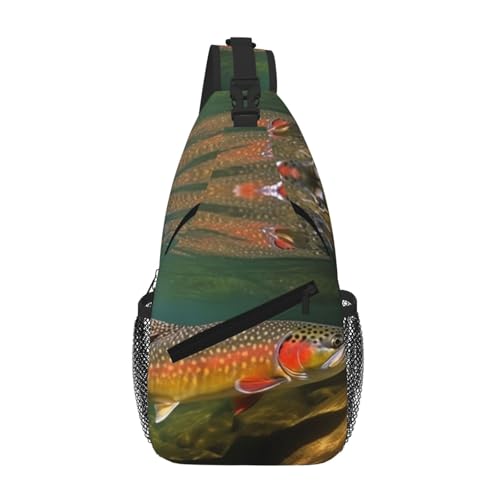 Brook Trout Fly Fishing Sling Bag For Women Men Travel Hiking Backpack Crossbody Shoulder Chest Bags Casual Daypack