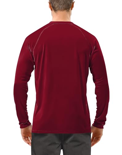 Roadbox Mens UPF 50+ UV Sun Protection Shirts Outdoor Long Sleeve SPF Rash Guard for Fishing Hiking Swimming Running - color: 1 Pack - Beet Red, size: X-Large