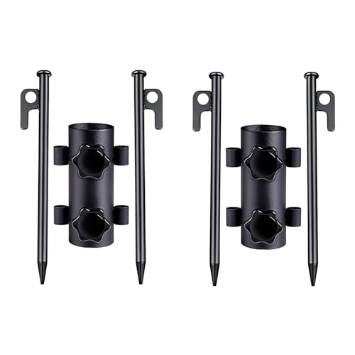Portable Tent Holder Camping Tent Pole Holder Comes with 4 Ground Nails Tent Fixed Tube Pole Stand for Camping Fishing Hiking