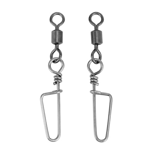 QWORK Ball Bearing Snap Swivels, 25PCS 180lb Saltwater Barrel Swivel Connectors, Stainless Steel Snap + Copper Body, 360° Rotation for Fishing Lures Leaders, Freshwater Offshore