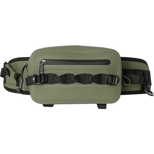2.1L Waterproof Waist Bag - TPU Military Green Packet with Airtight Zipper Closure, Lightweight Sling Bag for River Fly Fishing