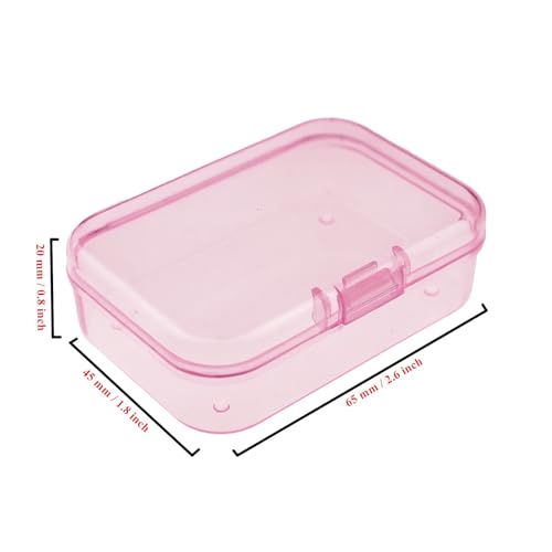 Goodma Mini Rectangular Plastic Storage Boxes, Pink, 2.6x1.8x0.8in | 30 Pieces, Hinged Lids, Empty Organizer Containers, For Small Items and Craft Projects - color: Pink, size: 65 x 45 x 20 mm