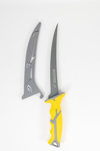 Gambler 9" Flex Fillet Knife Yellow Karl Fishing Knives, Bait Knife, Premium Swedish Stainless Steel Blade, Non-Stick Teflon Coating for Smooth, Precise Cuts, Freshwater/Saltwater - size: 9" Flex
