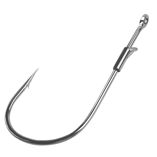 Worm Hooks Flipping Hooks Round Bend Straight Shank Heavy Cover Bass Fishing Hooks Drop Shot Hook for Plastic Worms Texas Neko Rig Bait Keeper Hooks Freshwater Saltwater 10/30 Pack - size: 10pcs