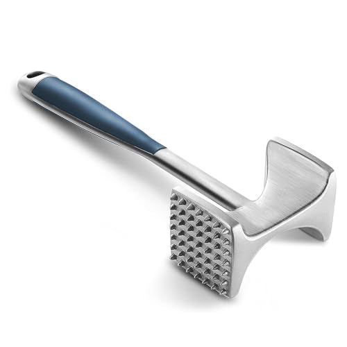 KITEXPERT Meat Tenderizer Hammer with Comfortable-Grip Handle, Dual-side Mallet for Kitchen, Heavy Duty Pounder For Tenderizing Steak, Beef and Fish, Blue - color: Blue