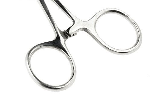 SE 3.5-Inch Stainless Steel Straight Forceps - Self-Locking, Serrated Tip for Precision Grip and Clamping - Perfect for Crafting, Fishing Tasks, Jewelry Making, and More! - 635FS - size: 3-1/2", style: Straight