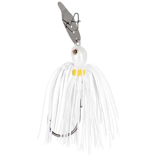 Strike King Thunder Cricket Fishing Lure, Vibrating Swim Jig, Silver Blade, 4/0 Jungle-Style Flipping Hook - color: White, size: 1/2 oz