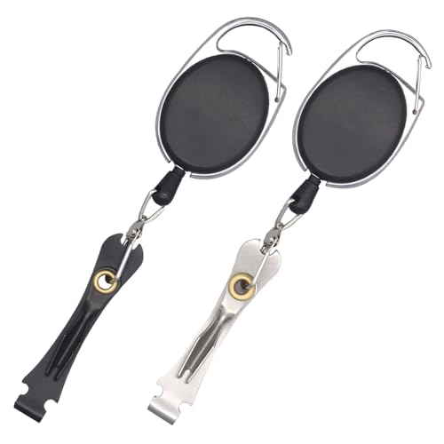 2PCS Fly Fishing Nipper – Multi-Function Knot Tying Tool, Line Clipper & Hook Eye Cleaner, 24" Retractor，Lightweight Fly Fishing Accessories