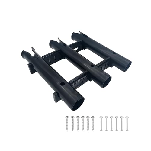 Fishing Rod Holder Bracket 3 Tube，Black Wall Mounted Boat Side Mount Tool Holder Tube Links with Screws