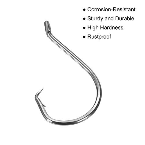 PATIKIL Fishing Circle Hooks Carbon Steel Offset Hook with Barbs for Freshwater Saltwater - size: 34mm/1.34"