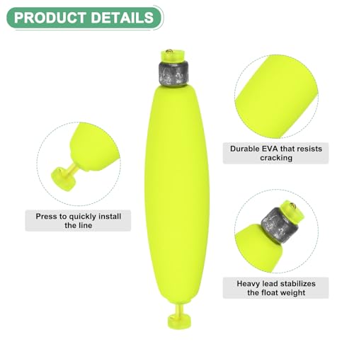 M METERXITY Pack Fishing Bobbers Floats, EVA Foam Weighted Bobbers, Clip-on Floats Slip Corks Floaters Strong Buoys - color: Yellow, size: 3.78" Length