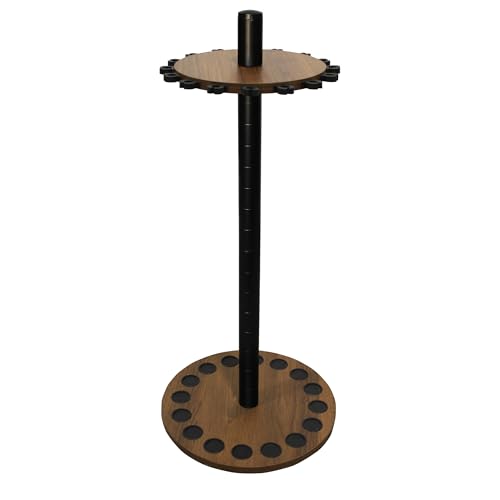 Rush Creek Creations 16 Rod Fishing Pole Holder - Round Floor Mount Rack with Clips for Garage Organization, Dark Walnut Wood - color: Dark Walnut