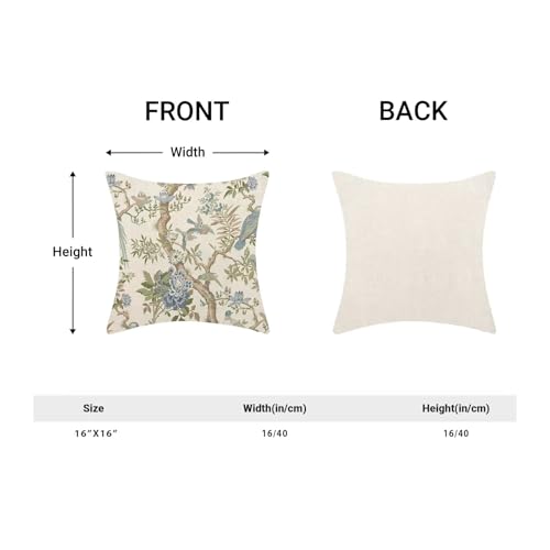 Chinoiserie Pillow Covers 16 x 16 Set of 2, Spring Bird Floral Green Blue Throw Pillow Covers Farmhouse Flowers Pillowcase Home Decor for Couch Sofa Outdoor Bedroom - color: Chinoiserie-b, size: 16" x 16" (Pack of 1)