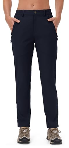 Rdruko Women's Hiking Pants Lightweight Quick Dry Water Resistant Outdoor Travel Fishing Pants with Pockets - color: 02 Navy Blue, size: Large