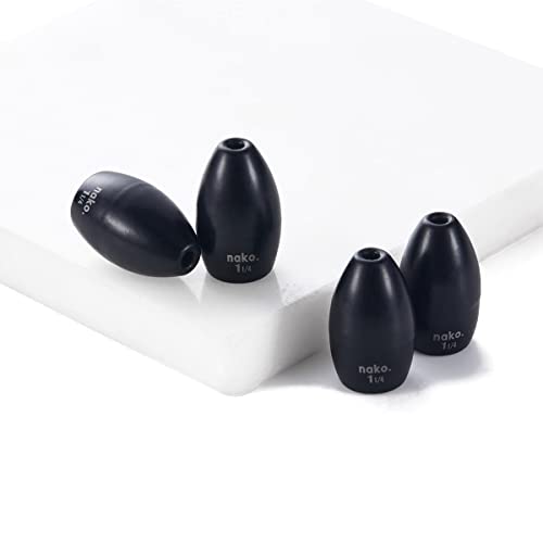 97% Pure Tungsten Flipping Weights - 10 Pack / 5 Pack - Nako Tungsten Weights - Fishing Sinkers for Bass Fishing - color: No Chip Black, size: 2 oz - 2 pack