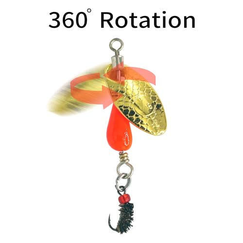 Trout Spinners - Fly Trout Fishing Lures for Bass Salmon Pike, Smallmouth Bass Lures with Brass Spinner for Lake River Fishing - color: Style D-0.1oz/5PCS