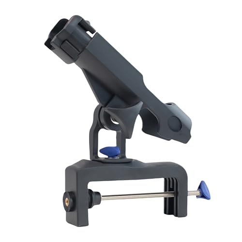 HiUmi Fishing Boat Rods Holder with Large Clamp Opening 360 Degree Adjustable Fishing Rod Racks Folding Holder - color: RH30-2Pack