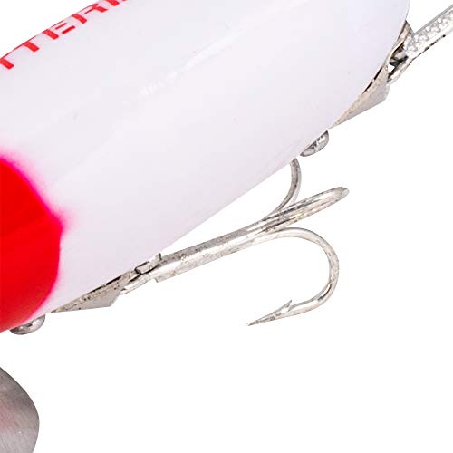 Arbogast Jitterbug Topwater Bass Fishing Lure - Excellent for Night Fishing - color: White/Red Head, size: 2 1/2" 3/8 oz