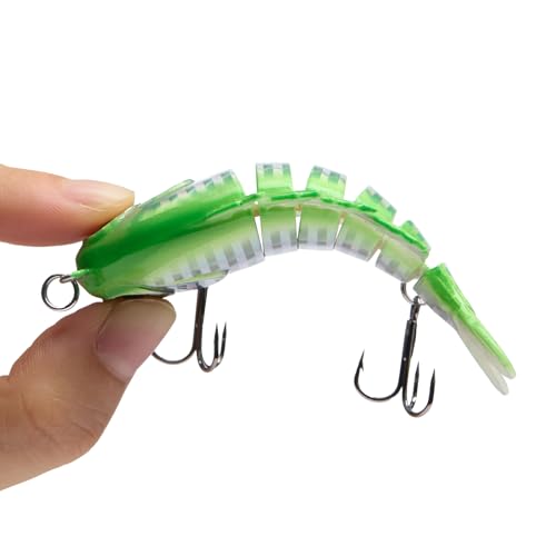 BASSDASH SwimPanfish Multi Jointed Panfish Bluegill Swimbaits Hard Topwater Bass Lures Fishing Lure Crank Saltwater 3.5in/0.85oz - color: Green/Silver