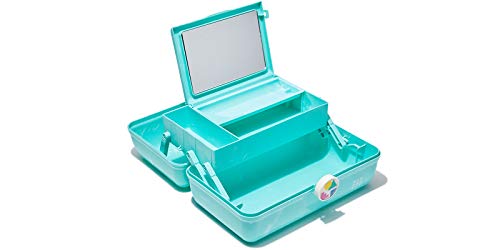 Caboodles On-The-Go Girl Makeup Box, Turquoise on Marble, Hard Plastic Makeup Organizer Box, Built-In Mirror, Secure Latch for Safe Travel, Spacious Storage for Large Items - color: Seafoam Marble