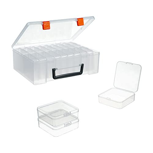 Letken 18 Pieces Small Plastic Craft 0rganizers and Storage, Transparent Box with Hinged Lid for Storage of Jewelry, Diamonds, DIY Art Craft Accessory