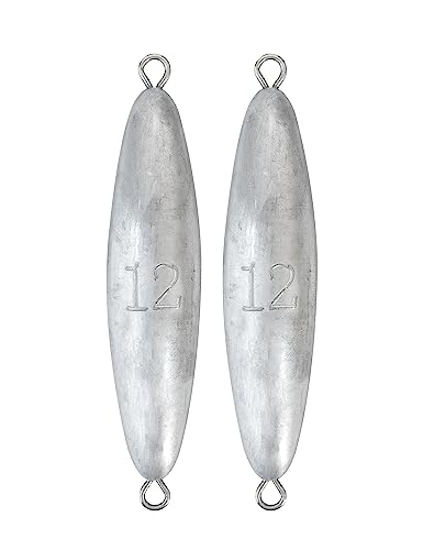 BLUEWING Torpedo Sinker Through Wire Fishing Weight Saltwater Bullet Lead Double Ringed 2oz-48oz - style: #07 12 Ounce, 2 Pack