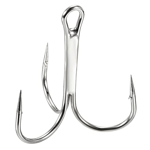 PATIKIL Treble Fish Hooks, Carbon Steel Sharp Round Bend Hook Triple Barbed Hook for Freshwater Saltwater - color: White, size: 40mm/1.57"