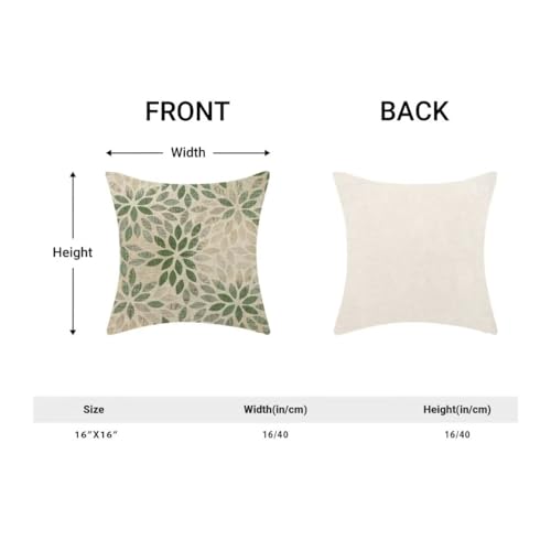 AEIOAE Sage Green Pillow Covers 16 x 16 Inch Set of 2, Rustic Geometric Dahlia Flower Decorative Throw Pillow Covers Farmhouse Floral Cushion Covers for Couch Home Sofa Outdoor Decor - color: Sage Green Floral, size: 16" x 16" (Pack of 1)