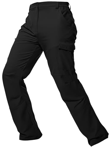 Men's Hiking Cargo Pants Waterproof Lightweight Quick Dry Outdoor Work Fishing Mountain Travel Stretch Pants - color: Black, size: 30