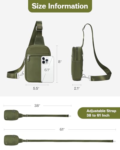 CHOLISS Small Sling Bag for Women and Men, Crossbody Bags Trendy Fanny Packs Chest Bag with Extended Strap - color: C03 Green - Upgrade