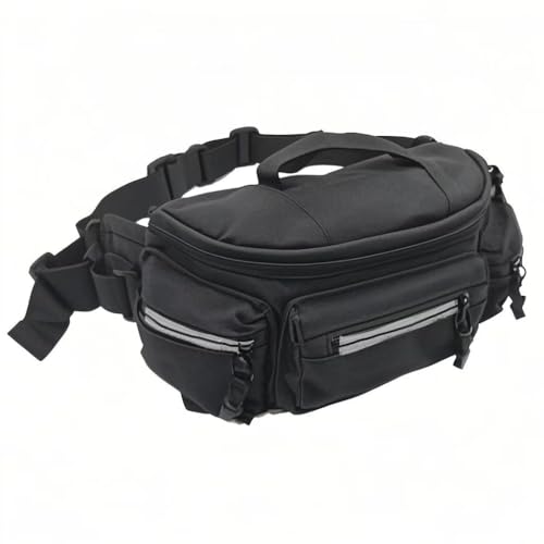 Fanny Pack for Men Women with Reflective Stripe, Concealed Casual Waist Bag with Adjustable Belt for Cycling Hiking Fishing Camping Travel (black) - color: Black