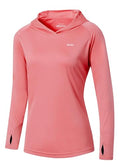 Willit Women's UPF 50+ Sun Protection Hoodie SPF Shirt Long Sleeve Hiking Fishing Outdoor Shirt Lightweight Hoodie - color: Pink, size: X-Large