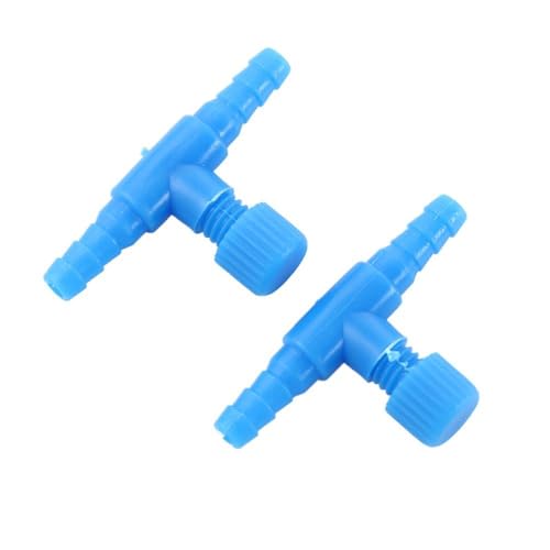 Pokinge 20pcs Aquarium Control Valve, 2 Way Air Valve Aquarium Regulator Pipe Connector, Plastic T-Shaped Air Line Tube Valves for 4 mm Hose Air Line Tubing Connector