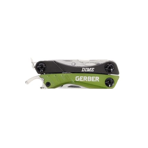 Gerber Gear Dime 12-in-1 Mini EDC Multitool - Needle Nose Pliers, Pocket Knife, Keychain, Bottle Opener - EDC Gear and Equipment - Green - color: Green, size: Single