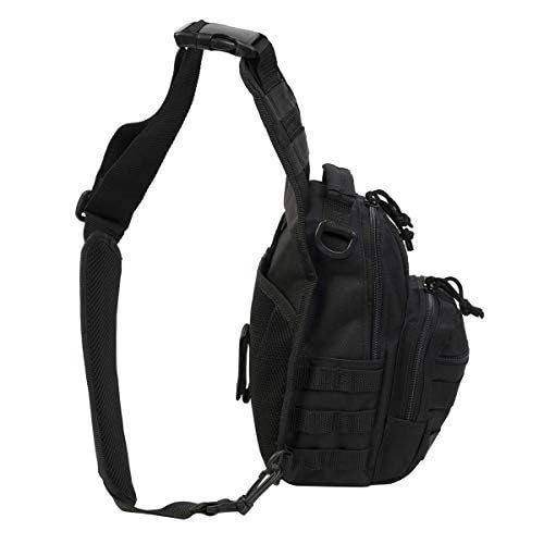 DEPARTED Tactical Sling Pack Military Rover Shoulder Daypack Outdoor Chest Pack Shoulder Backpack for Fly Fishing Camping Hiking Trekking Bag for Men and Women - color: Black