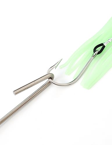 BLUEWING Fishing Hook Remover 12in/24in Stainless Steel Fish Dehooker Saltwater Push and Pull Dehooking Tool, Twist Resistance Design 1pc - color: Blue, size: 24", style: Single Curve Design