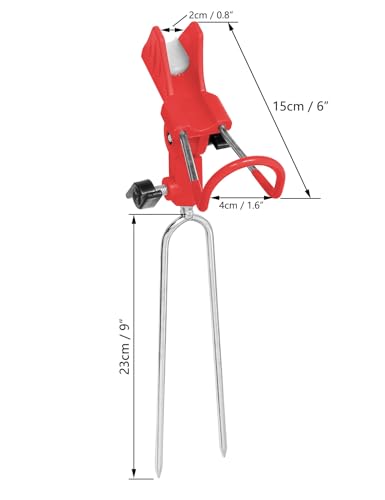 2X Universal Rod Holders Fish Pole Holder Ground Support Stand for Bank Fishing, 360 Degree Adjustable Stainless Steel Catfishing Equiment Bracket for Beach - color: Red