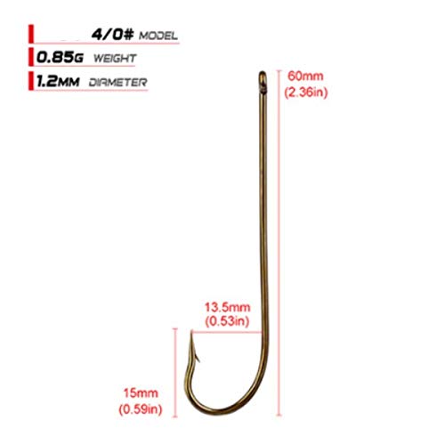 100pcs Long Shank Fishing Hooks High Carbon Steel Fly Tying Jig Hooks Super Sharp Barbed Hook Tips Tan Color 13 Sizes for Choice - size: 4/0#