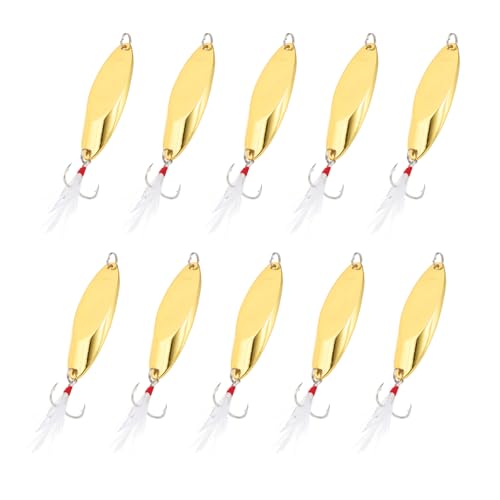 PATIKIL Fishing Spoons, Fishing Lures Casting Spoon Treble Hooks Jigs Hard Metal Spinner Baits for Freshwater Saltwater Salmon - color: Gold Tone, size: 4/5 oz