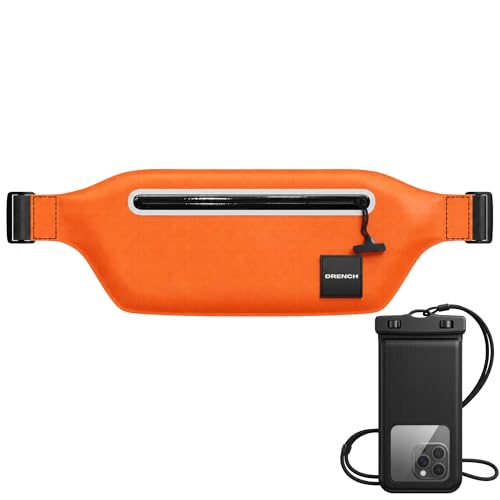 Drench Waterproof Fanny Pack & Waterproof Phone Pouch Set | IPX8 Submersible Waist Pack Dry Bag for Fishing, Hiking, Camping, Kayaking, Paddle Boarding & Water Sports | Orange - color: Orange