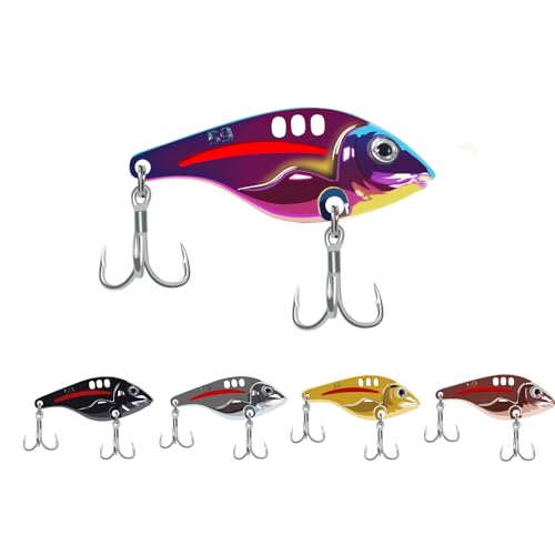 VIB Metal Lures Zinc Alloy Fishing Blade Spinner Bait with Treble Hooks Fishing Spoons Lures Pack of 5 - color: Blade Lures-A, size: 5g
