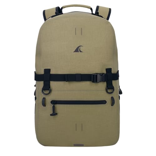 Breakwater Supply™ Fogland CORDURA Waterproof IP68 Submersible Backpack | Laptop Sleeve & Airtight Zippers for Outdoors, Travel, Hiking, Fishing, Floating Dry Bag, Unisex, TPU (Safari Tan, 25L) - color: Cordura Safari Tan, size: 25L
