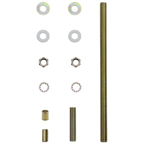 12 PCS Lamp Pipe Lamp Rod Repair Hardware Parts 1/8 IP Threaded Lamp Pipe Coupling Fully Threaded Connecting Pipe with Locking Nut for Lamp Assemlby or Repair - color: Gold, size: SET-2