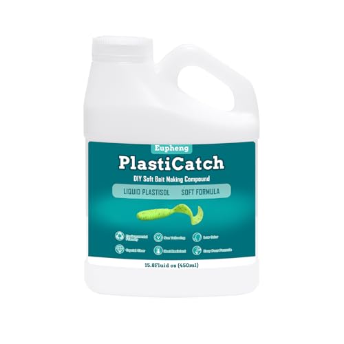 Eupheng PlastiCatch Series Plastisol Fishing Lure Making Plastic Rubber, Crystal Clear, Low Odor, Non Yellowing Soft Formula for DIY Fishing Lures - size: 15.8Fluid oz (450ml)